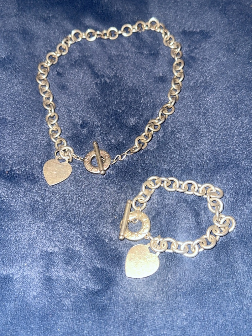 Tiffany & Co. Silver Heart Charm Toggle Bracelet and Necklace - Women Jewelry